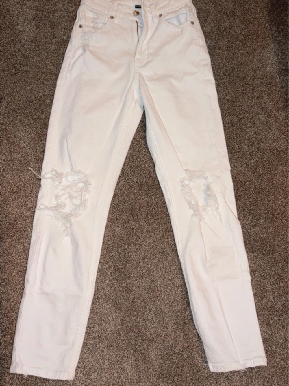 American Eagle Outfitters White Distressed Skinny Jeans